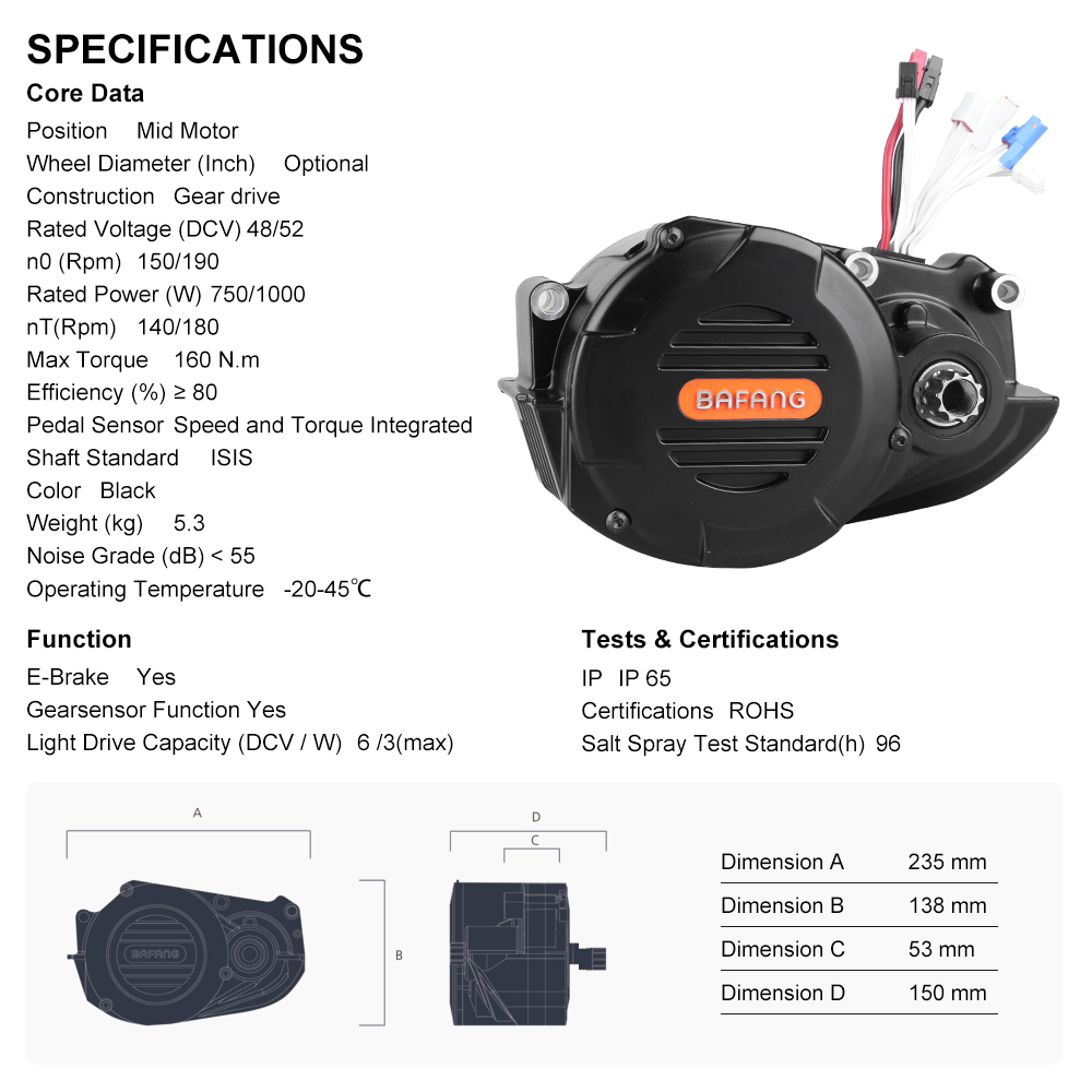 มอเตอร์ไฟฟ้าสำหรับจักรยานไฟฟ้า - Mid Drive Conversion Kit 1000W บทวิจารณ์และราคา